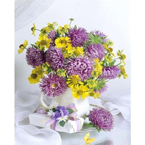 Paints By Numbers Flower Purple vase 40x50 60x75cm Pictures Oil Painting By Numbers Set Gift Coloring By Numbers Canvas Wall Set