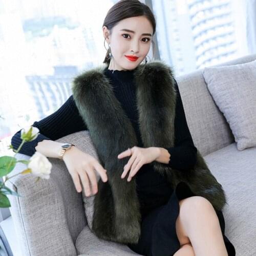 New Autumn Winter Fashion Faux Fur Vests Women Warm Thick High Quality Fur Coats Jackets Slim Fox Fur Sleeveless Vest Coat Mw499