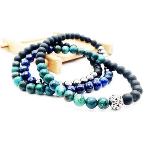 Wholesale 3 wraps mixed natural stone beads bracelets handmade stainless steel charm bracelet jewelry 50pcs/lot+free shipping