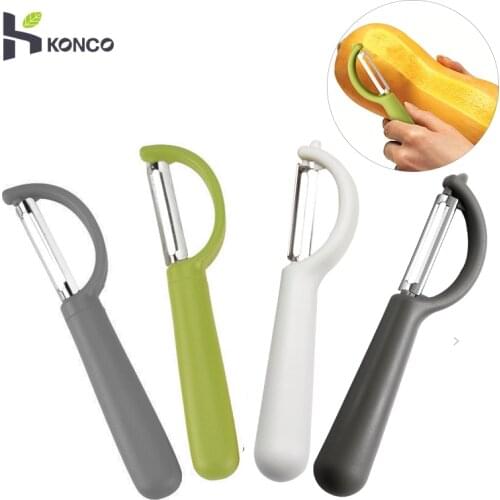 KONCO Fruit Vegetable Peeler, Stainless Steel Ultra Sharp Julienne Peeler with Ergonomic Silicone Handle, Kitchen Tools