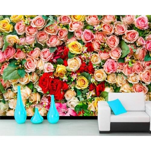 Papel de parede Rose wall flowers 3d Wedding romantic wallpaper,living room bedroom wall papers home decor KTV restaurant mural
