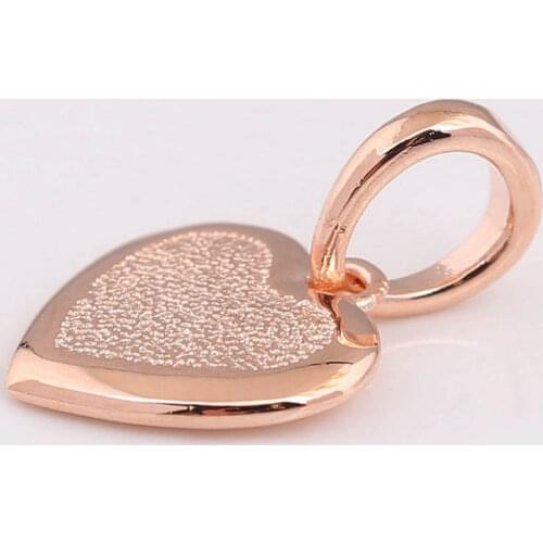 Authentic S925 DIY Jewelry Rose Matte Brilliance Heart Dangle Charms fit Lady Bracelet Bangle