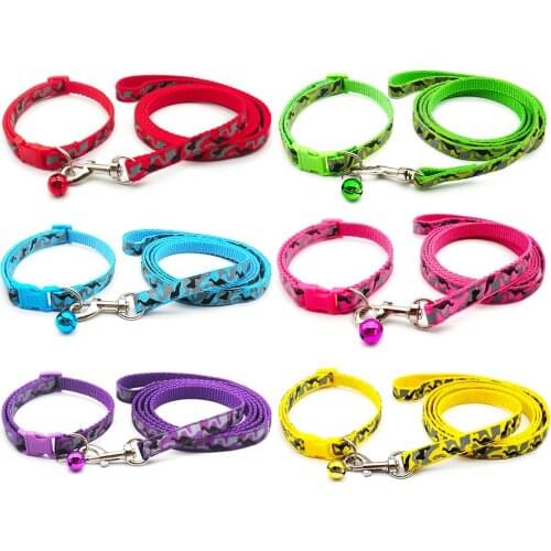 24pcs Lovely Dog Leash and Collar Set 1.2M for Puppy Cat Traction Rope Dog Collar Harness Durable Walking Pet Supplies Anti-lost