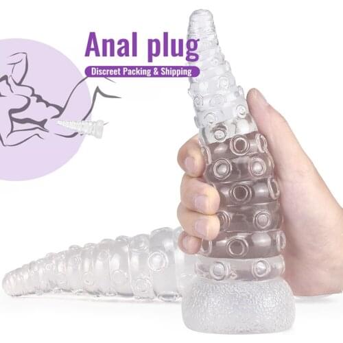 Transparent Pagoda Anal Sex Toys For Women With Strong Suction Cup Big Dildo Anal Plug Vagina Masturbator For Sex Adult Toys