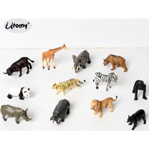 Realistic Wild Zoo Animals Figurines African Jungle Animal Playset with Elephant,Giraffe,Lion,Tiger,Gorilla,Hippo 6pcs Gift Set