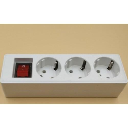 250V 16A 3/4/5 EU Sockets Outlet AC Power Charger Wall Socket Plug Mains Lead Strip Adapter With Switch No Extension Cable