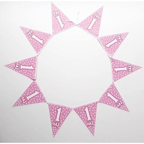Pink Girl Baby İyiki Happy Birthday 1 Years Birthday Pennant Ornament