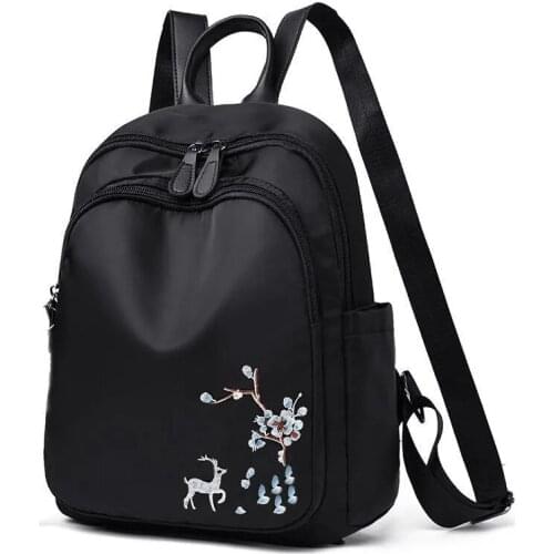 Black Womens Backpack Outdoor Travel Schoolbag School Bag For Girl Oxford Cloth Canvas Bag Casual Bag