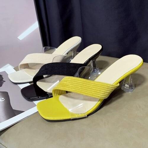 2021Spring summer Sandals Office High Heels Woman Buckle Strap Pumps Suede Open Toe Casual Women Shoes Candy colored slippers