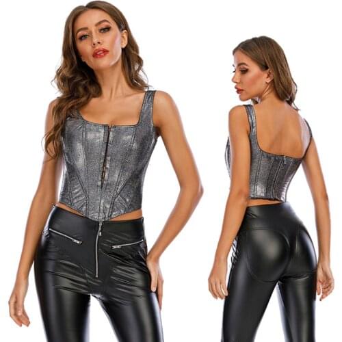 Sexy Bustiers Gothic Corsets Top Vest Corset Zipper Overbust Slimming Corset Belly Sheath Body Shapewear Women Modeling Strap