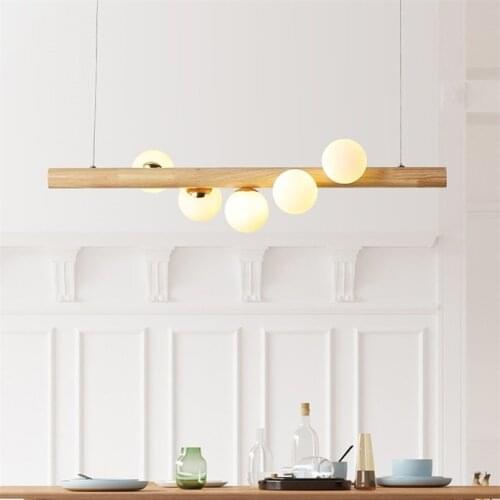 Nordic Modern Wooden Hanging Lamp LED Restaurant Simple Dining Room Lights Hanging Living Room Home Decor Pendant Light Fixtures