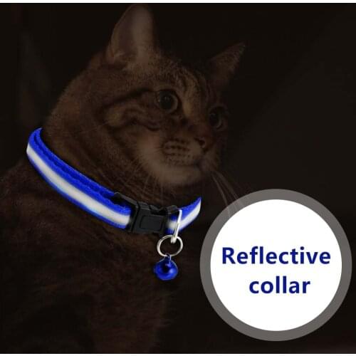 Reflective Charm and Bell Dog Cat Collar Nylon Safety Adjustable Harness Collar for Small Dogs Cats Pets Supplies Dog Accessorie