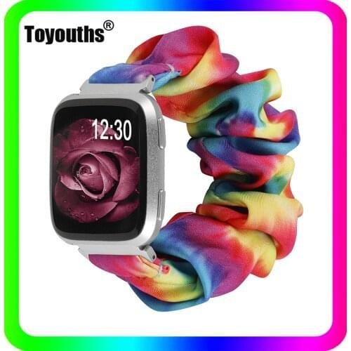 Toyouths Tie Dye Band Compatible With Fitbit Versa Women Elastic Scrunchie Strap for Fitbit Versa 2 Band Fabric Band Replacement