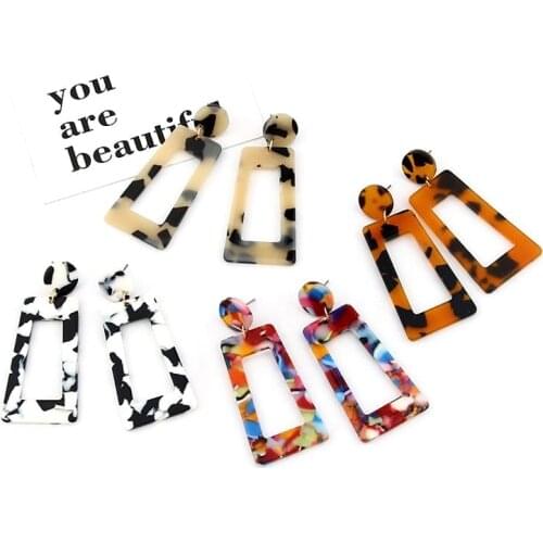 Bohemian Leopard ZA Drop Dangle Earrings Punk Fashion Geometric Statement Square Earrings For Ladies Party Wedding Jewelry