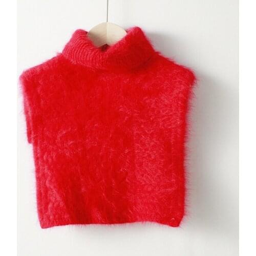 Rabbit Fur Sweater Fake Turtleneck Collar Ladies Detachable Collars For Women Winter False Collars Woman Removable Half Shirt