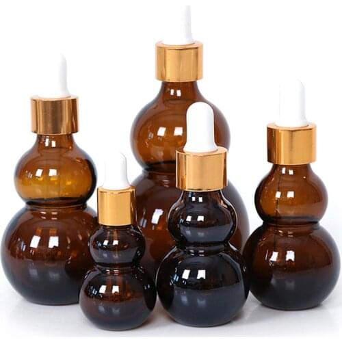10/20/30ML Unique Shape Essential Oil Amber Glass Dropper Bottles Empty Euro White Cap Refillable Bottle