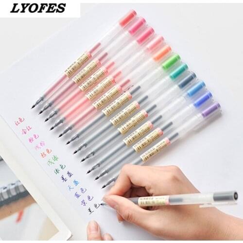 12 pcs/lot Creative 12 Colors Gel Pen 0.5mm Colour Ink Pens Marker Writing Stationery Fashion Style School Office Supplies Gift