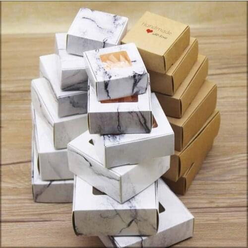 20pcs DIY HANDMADE Mutli size gifts boxes with window Marbling style candy arts & crafts Package For Wedding home party suppiles