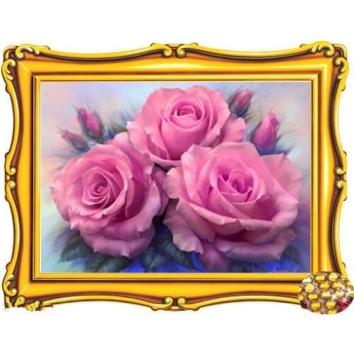 2020 5D DIY Diamond Painting Crystal round cross stitch kits diamond embroidery rose red home decoration 30x40