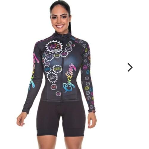 2021 Womens Long Sleeve Cycling Shirt with shorts Sport Riding Clothing Mountain Mtb Bicycle Clothes Team Bike Jacket sets