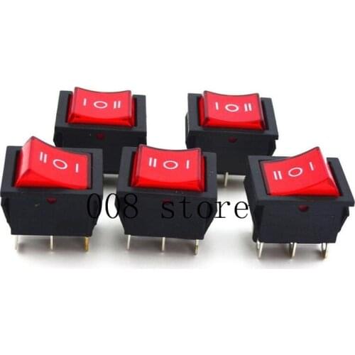 5Pcs Rocker Boat Switch Red DPDT ON-OFF-ON 6 PIN 15A/250VAC 20A/125VAC
