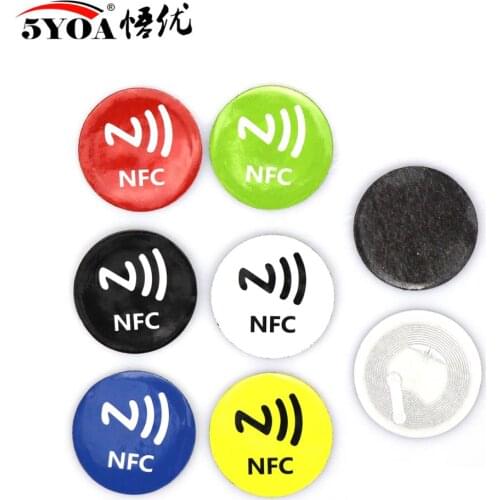 6pcs/lot NFC Tags Stickers NTAG213 Anti Metal RFID adhesive label sticker Universal Lable Ntag213 Tag Metallic NFC Phones