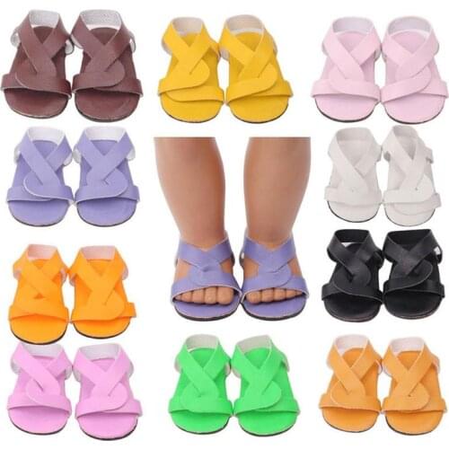 American Baby Doll Shoes Accessories Fashion Summer Mini Sandal Slippers for 18 Inches Femal Girl Doll Toys