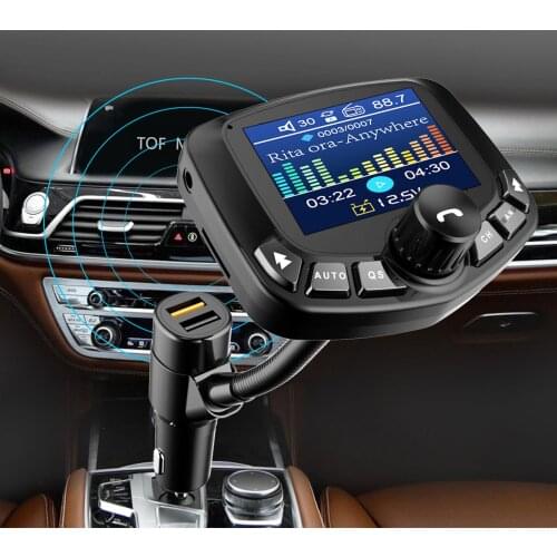 BT FM Transmitter Wireless Radio Adapter Car FM Transmitter Receiver 1.8 Inch LCD Backlight Display Hands-Free Calling QC3.0