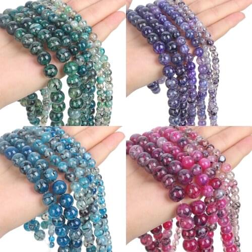 Dragon Veins Agate Natural Stone Beads Round Loose Beads For Jewelry Making DIY Bracelets Necklace Accessories Beads 6/8/10MM