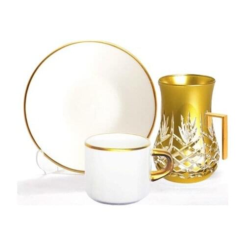 Drop Focus Handled Tea & Coffee Set 18 pieces Pineapple special Gold