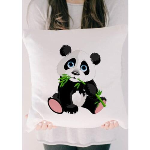 Cute Black Panda Cushion Cover Cartoon Theme Printed Pattern Pillow Sets Home Sofa Car Cafe Decor Animal Pillow Cases 45*45cm