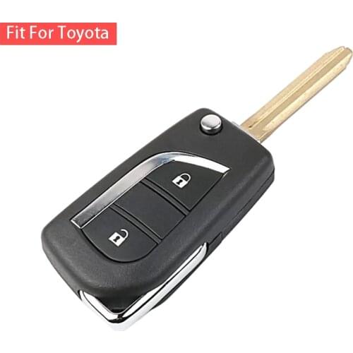 Black 2 Buttons Flip Folding Remote Key Case Shell Fob Fit For Toyota Corolla Rav4 Highlander Sport Crown Scion TC iQ Yaris