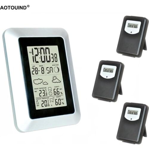 3 Transmitters+Digital Wireless Indoor Outdoor Weather Station Alarm Clock With Temperature Humidity #T05