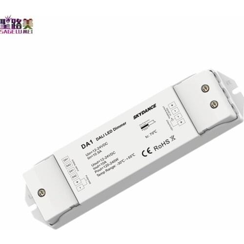 DA1 1 Channel Constant Voltage DALI LED Dimmer 15A output PMW dimming Push Dim Multiple protection DC 12V -24V LED controller