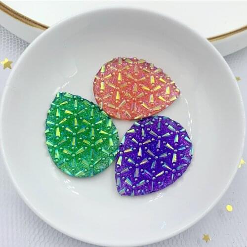 30*40mm hand-sewed resin flat back gemstone and resin rhinestone decorative gem clothing button technology -64PCS/Lot