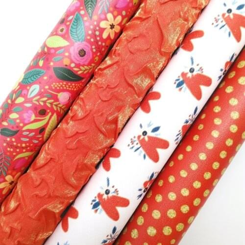 Twinkling Twinkling Orange Glitter Leather Leopard hearts Dots Printed Synthetic Vinyl Faux Fabric Felt Backing 21X29CM KM561