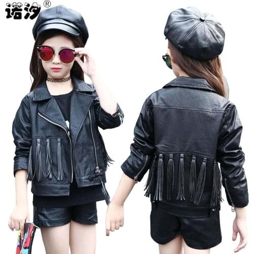 Girls PU leather jacket kids fashion short style leather coat 3-11T girls spring autumn clothes children tops teenage outwear