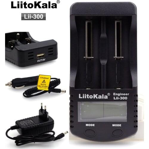 Liitokala lii-300 LCD 3.7 V / 1.2 V AA / AAA 18650/26650/16340/14500/10440/18500 Charger with 5 V 1A screen lii300