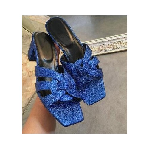 Moraima Snc Woman Leather Rope Braided Slippers Designer Woman Cozy Slides Open Toe Bling Glitter Thick heels Sandals