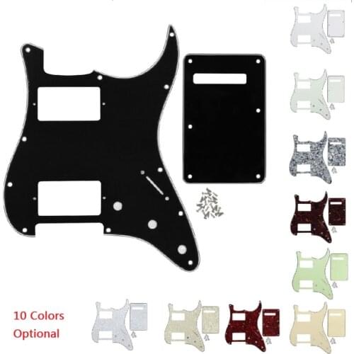 FLEOR Set of 11 Holes Guitar Pickguard HH Scratch Plate & Guitar Back Plate & Screws for USA ST Style Guitar Accessories