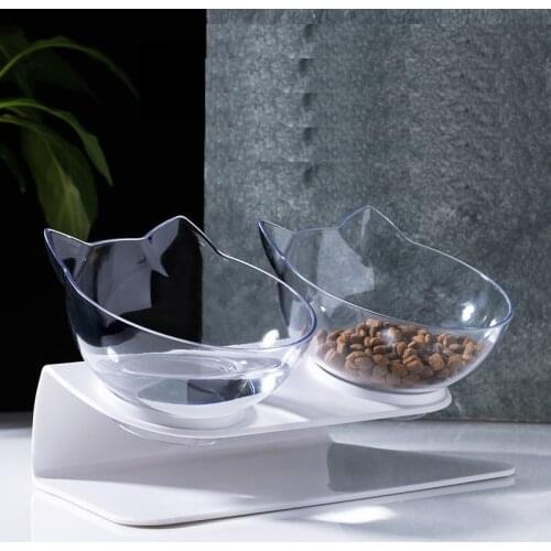 Non-Slip Cat Food Tray Double Cat Dog Bowl with Stand Pet Feeding Water Bowl For Cats Pet Bowls For Dogs Feeder Product Supplies