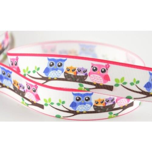 New arrivals cute a family owls designs for gifts clothing decoration 100% polyester 7/8" 22 mm width grosgrain ribbons