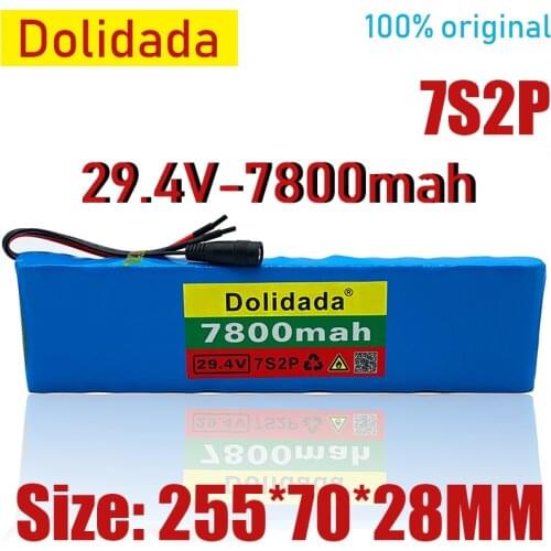 New 7s2p 29.4V 7800mah Li ion battery pack with 20A balanced BMS for electric bicycle scooter electric wheelchair