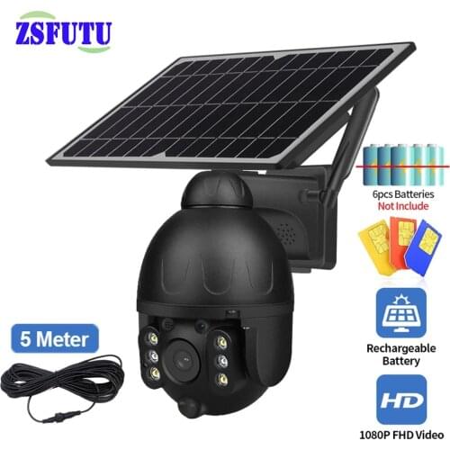 New Outdoor Solar Camera 4G SIM GSM Wireless Security Camera Black Detachable Solar CCTV Video Surveillance Battery Camera