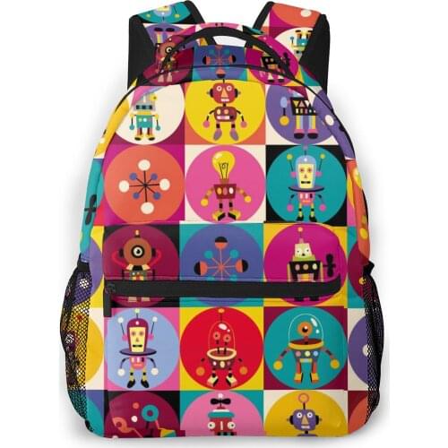 2020 New Style Backpack Boy Teenagers Nursery School bag Cute Robots Pattern back to school bag