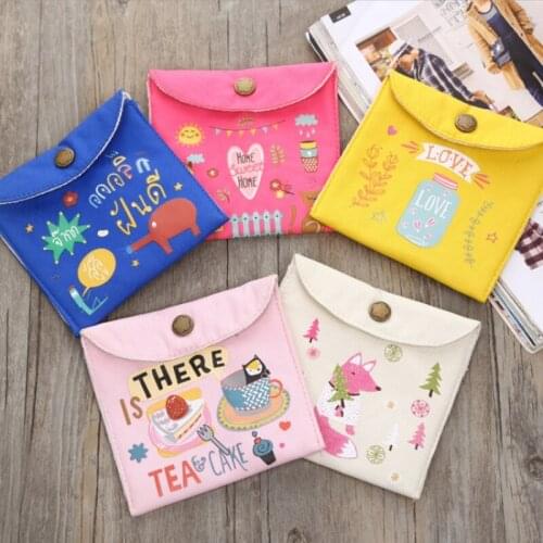 Girls Diaper Sanitary Pads Napkin Storage Bag Canvas Sanitary Pads Bag Pouch Women Coin Purse Jewelry Organizer Credit Card Case