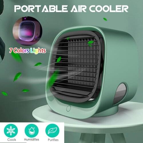 Mini Portable Air Conditioner Multi-function Humidifier Purifier USB Desktop Air Cooler Fan with Water Tank Car Cooler