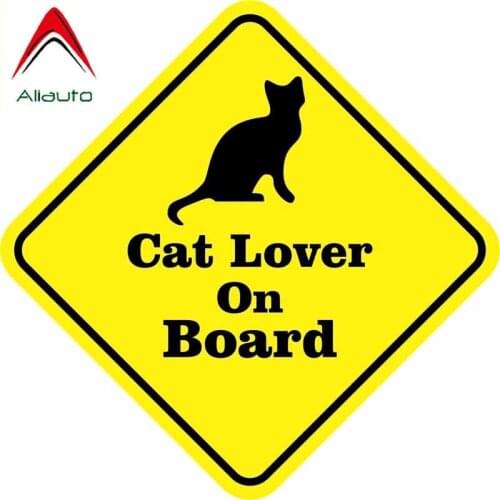Aliauto Warning Mark Car Sticker Black Cat Lover on Board Decoration Reflective Cover Scratch PVC Decal for VW Nissan,10cm*10cm