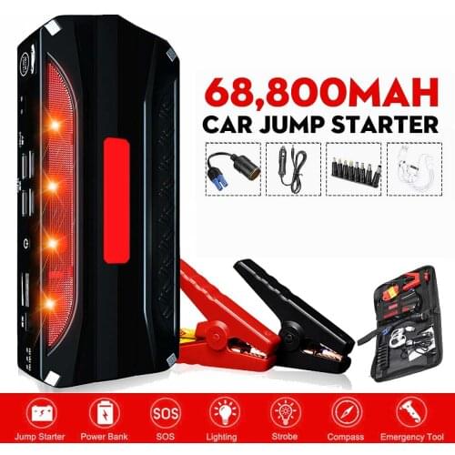 68800mAh Car Jump Starter Car Buster 12V Vehicle Emergency Battery Auto Booster Battery Starter Power Bank Powerful LED Light