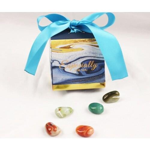 Pink Marble Wedding Box Packaging 6.5cm Cube Candy Box Gift Bag Craft Packages Wedding Birthday Party Supplies 10pcs